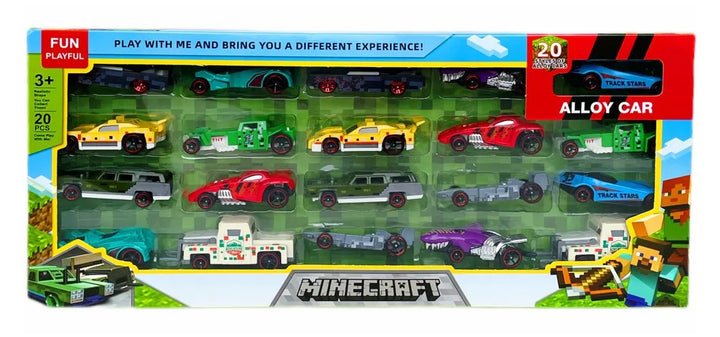 Minecraft Themed 20 Pcs Alloy Metal Car Gift Pack - AKT - 86015 - Planet Junior