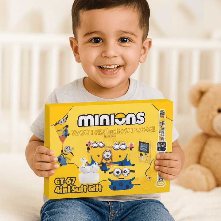 Minions Smart 4 - in - 1 Gift Pack – Digital Watch, Wireless Earbuds & SUP Game - RT-GT67 - Planet Junior