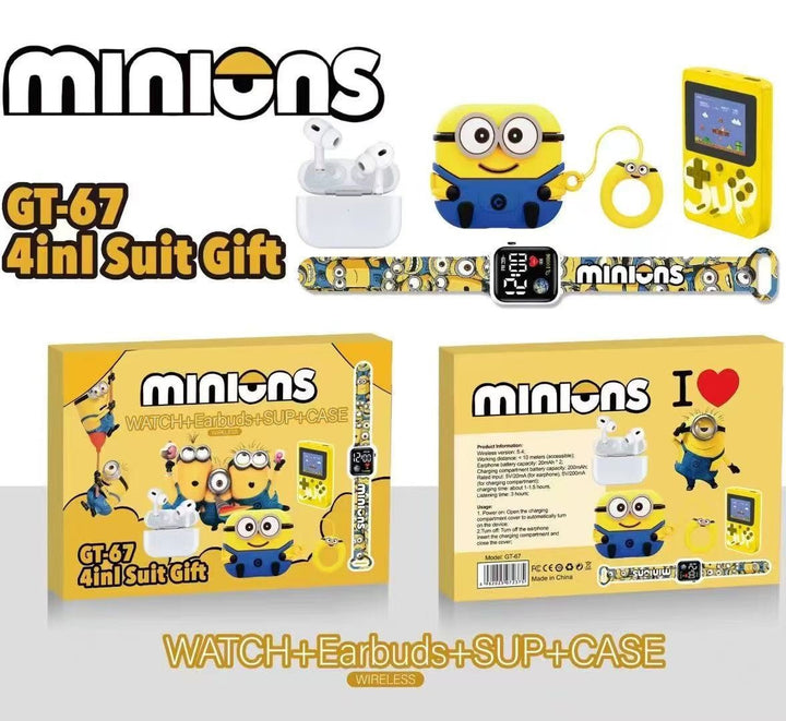 Minions Smart 4 - in - 1 Gift Pack – Digital Watch, Wireless Earbuds & SUP Game - RT-GT67 - Planet Junior