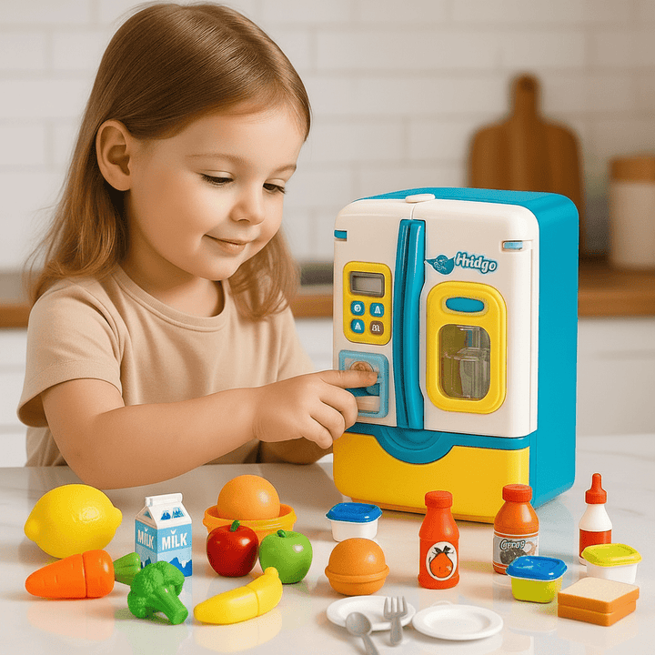 Multi - Function Mini Fridge – Lights, Spray & Pretend Play Fun - HK-G227A - Planet Junior