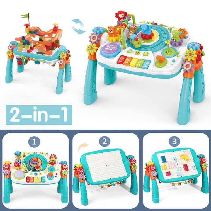 Multi - Purpose Activity Table for Kids with Blocks, Musical Toys, Bluetooth & USB Connectivity - 9930 - Planet Junior