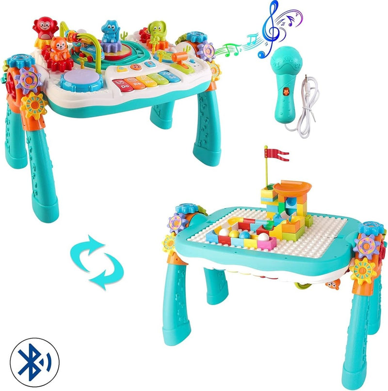 Multi - Purpose Activity Table for Kids with Blocks, Musical Toys, Bluetooth & USB Connectivity - 9930 - Planet Junior