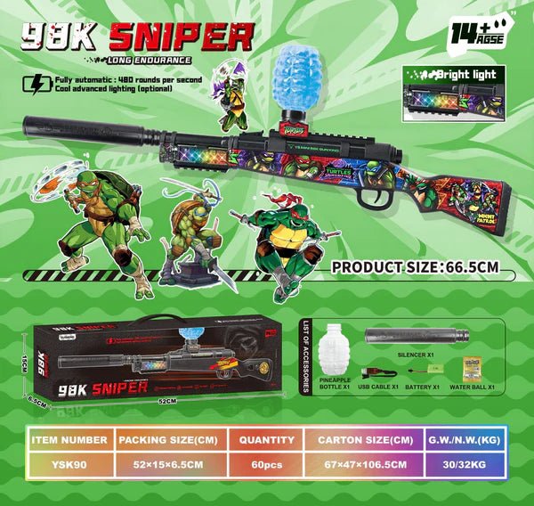 Ninja Turtle Inspired Sniper Gel Blaster Gun - RT - YSK90 - Planet Junior