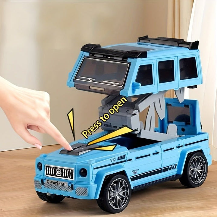 One - Click Transformer Racing Truck with 6 Cars & Track - AKT - 663 - Planet Junior