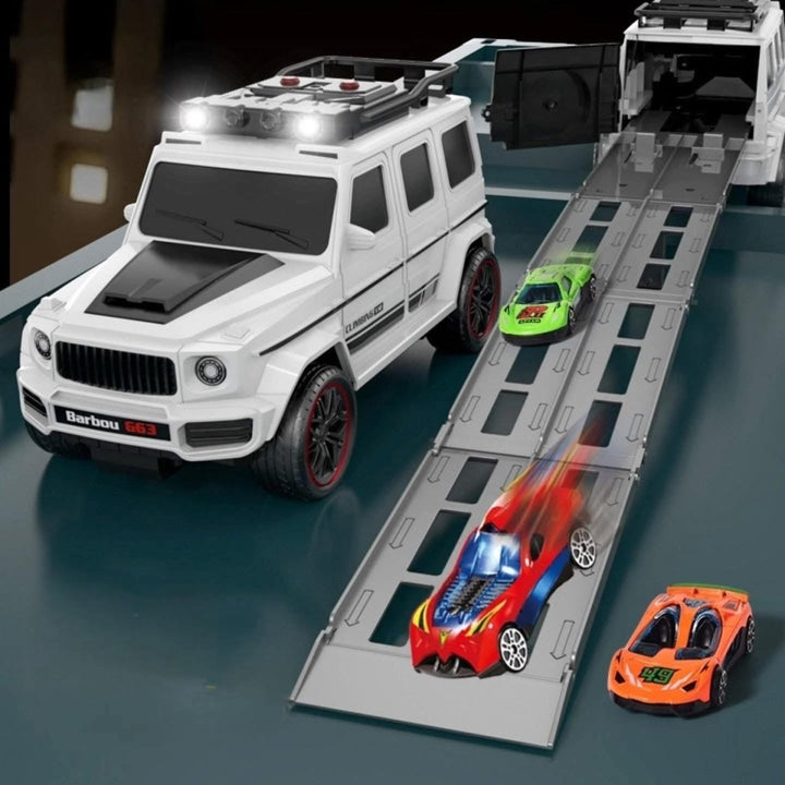 One - Click Transformer Racing Truck with 6 Cars & Track - AKT - 663 - Planet Junior