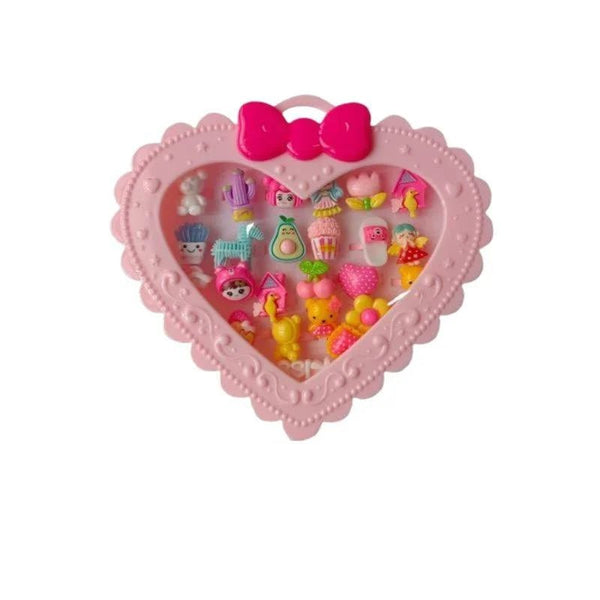 Pack of 24 Cute Rings in Heart Shape Box - SLT68837 - Planet Junior