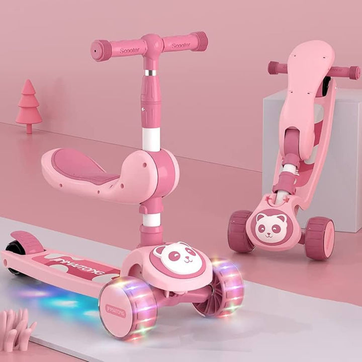 Panda 2 - in - 1 Foldable Kids Scooty with Music & Lights - AKT-MJT6681A-1 - Planet Junior