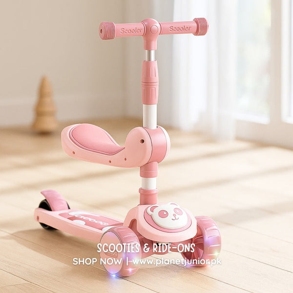 Panda 2 - in - 1 Foldable Kids Scooty with Music & Lights - AKT-MJT6681A-1 - Planet Junior