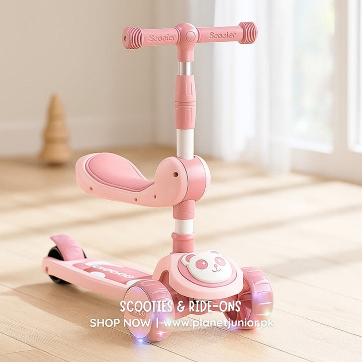 Panda 2 - in - 1 Foldable Kids Scooty with Music & Lights - AKT-MJT6681A-1 - Planet Junior
