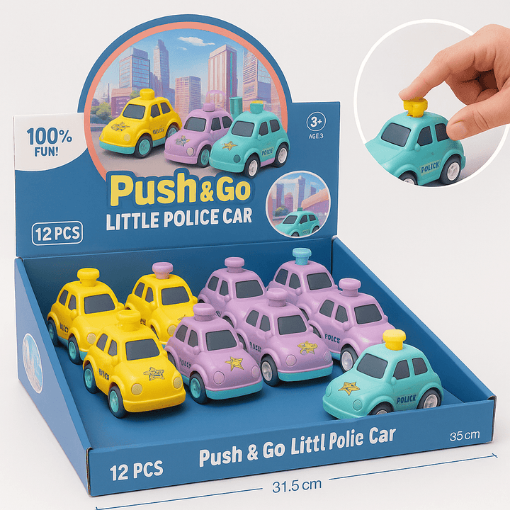 Press & Slide Police Car – Colorful, Fast & Full of Fun - SLT-668-38A - Planet Junior