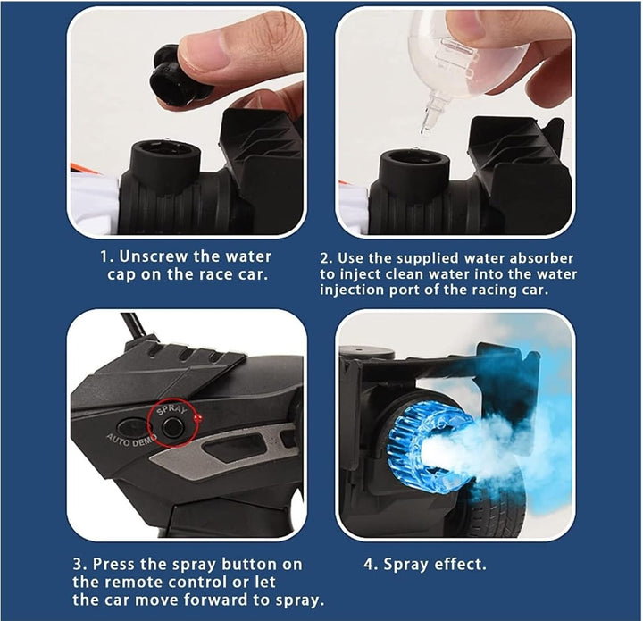 RC Formula Drift Car 1:14 – Spray Mist Effect, Lights, Rechargeable Battery - UT-575 - Planet Junior