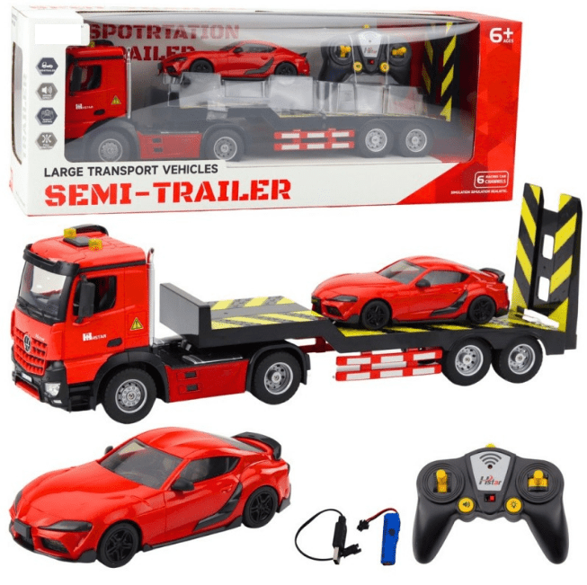 RC Transport Trailer with Sports Car – 2.4GHz Remote Control Set 🚚🏎️ - AKT - 93316 - Planet Junior
