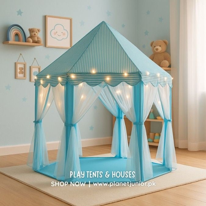Real Life Castle Tent House for Kids with Fairy Lights - BLUE - SL - Planet Junior