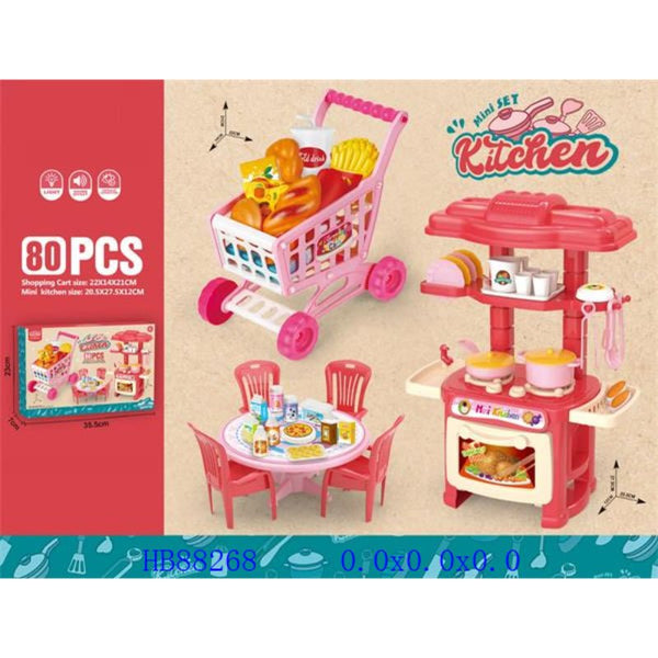 Realistic Kitchen Set with Cart and Accessories - BLL - GT - 623 - 3GC - Planet Junior