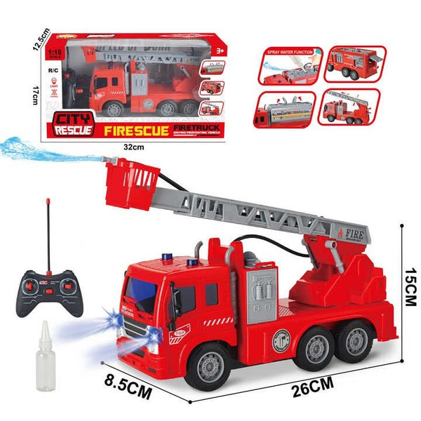 Realistic Remote Control Fire Truck with Water Canon - 3589 - 1S - Planet Junior