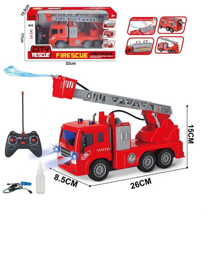 Realistic Remote Control Fire Truck with Water Canon - 3589 - 1S - Planet Junior