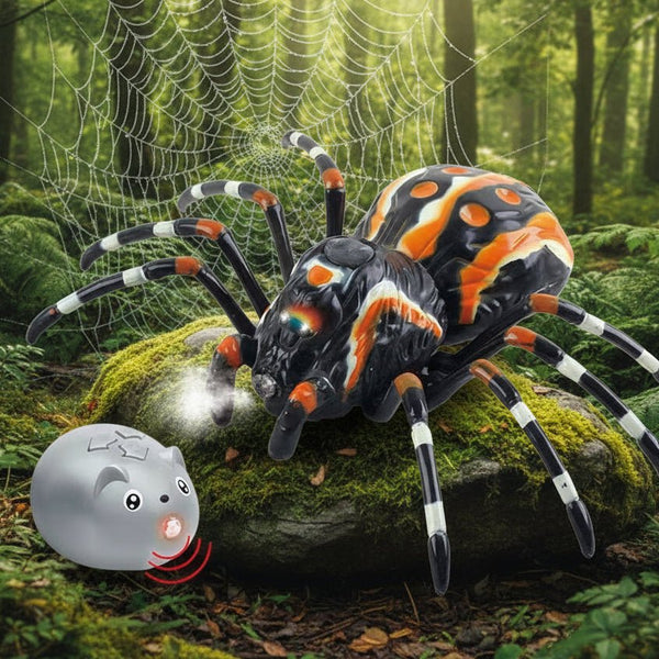 Remote Control Smoke Spider – Infrared Crawling Creature with Light - Up Eyes - AKT-TT6024A - Planet Junior