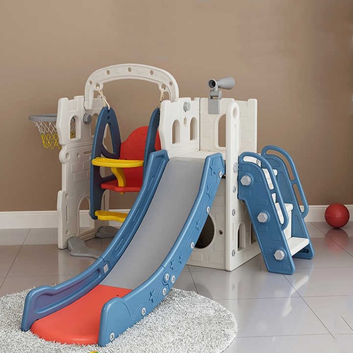 Safe & Fun Kids Slide & Swing Playset | L - 73" W - 72" H - 45" - BLL - SL - 026EDS - BLUE - Planet Junior