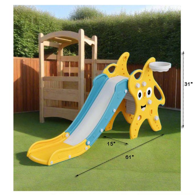 Smiling Face Kids Slide| L - 61" W - 15" H - 31" - BLL - SL - 014EDS YELLOW - Planet Junior