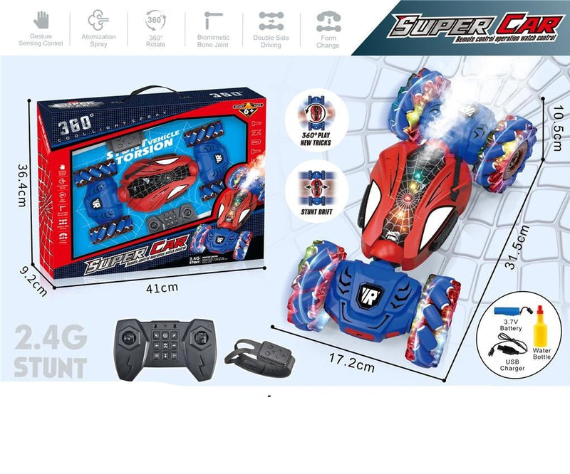 SpiderMan Twist and Slide Remote Control Stunt Car with Smoke Effect - 3688 - G163A - Planet Junior