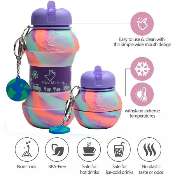 Stylish Multicolour Fold Water Bottle for Kids - BLL - WB - 116 - 1 - Planet Junior