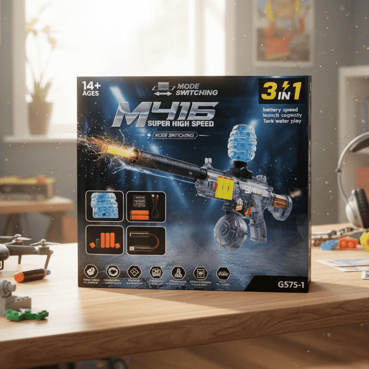 Three - Mode Electric M416 Soft Bullet & Water Blaster Gun – Dual Ammo Shooting Toy with Rechargeable Power - AKT-G575-1 - Planet Junior