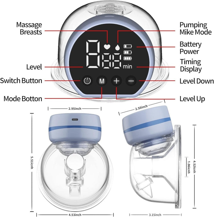 TOVVILD Wearable Breast Pump – Hands - Free Electric Milk Expression - BLL-BF-488-YW - Planet Junior