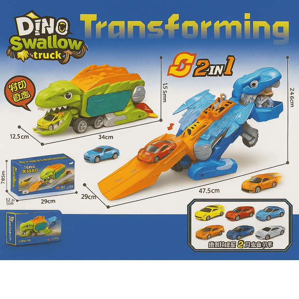 Transforming Dino Swallow Truck – 2 - in - 1 Dino & Launcher Car Set - AKT-MF-112 - Planet Junior