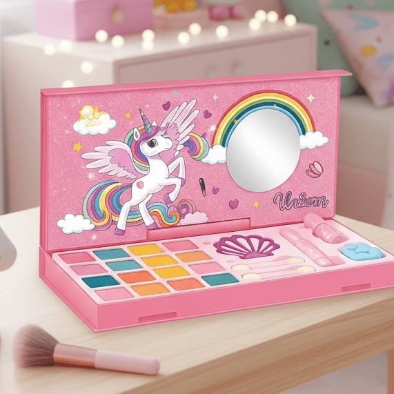 Unicorn Deluxe Makeup Case for Kids – All - in - One Cosmetic & Accessory Set - AKT-AA-2813 - Planet Junior