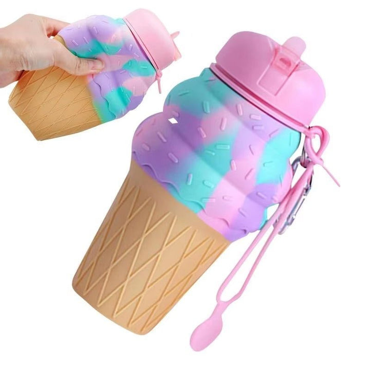 Unicorn Ice Cream Shape Silicone Fold Bottle for Kids - BLL - WB - 103 - 2 - Planet Junior