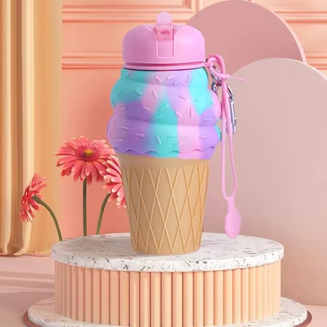 Unicorn Ice Cream Shape Silicone Fold Bottle for Kids - BLL - WB - 103 - 2 - Planet Junior