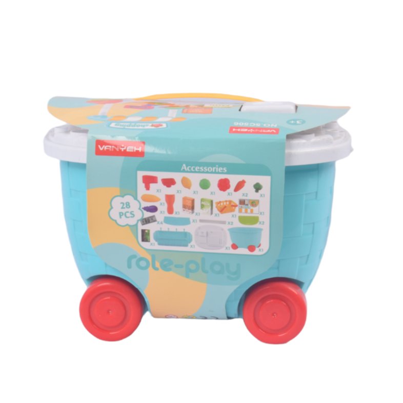 Vegetable Shop Trolly Play Set | 28 Pcs - BLL - GT - 5C506 - Planet Junior