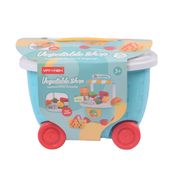 Vegetable Shop Trolly Play Set | 28 Pcs - BLL - GT - 5C506 - Planet Junior