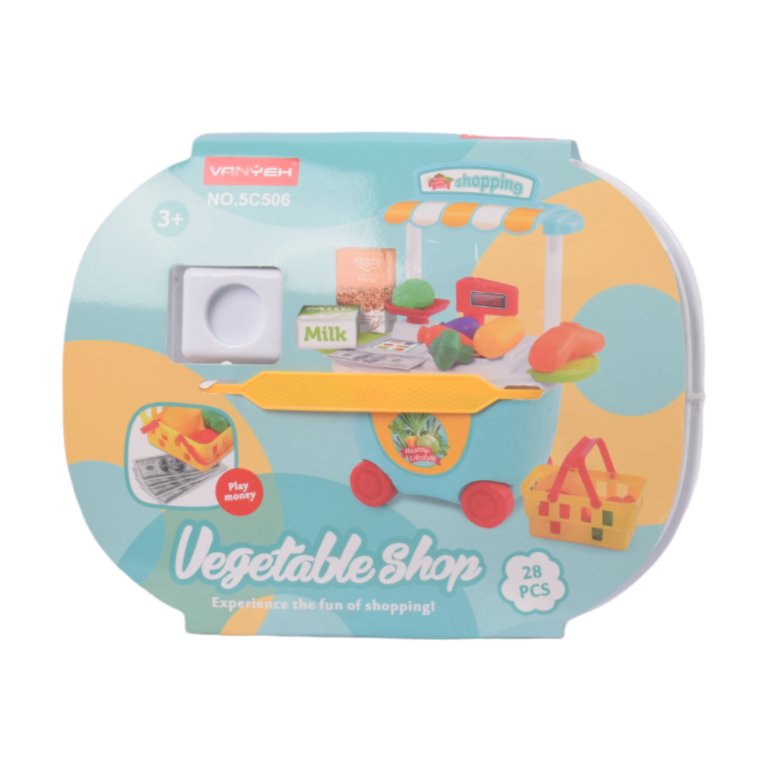 Vegetable Shop Trolly Play Set | 28 Pcs - BLL - GT - 5C506 - Planet Junior