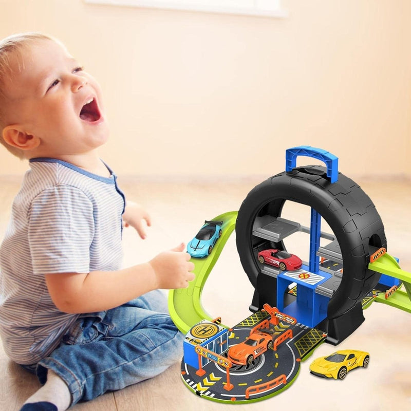 Wheel Themed Car Track Parking Lot - SLT502 - Planet Junior