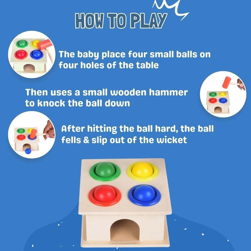 Wooden Color Recognition Hammering Ball Activity Box - BLL - WET - 403 - YW - Planet Junior