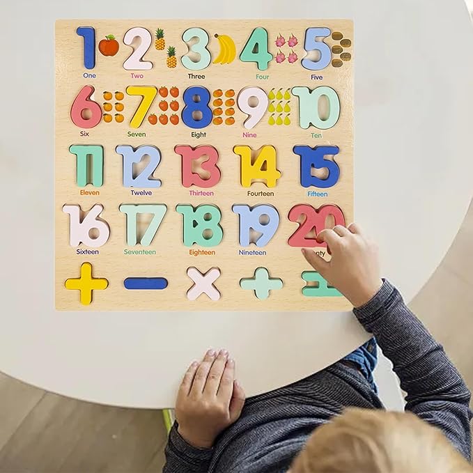 Wooden Numbers Learning Board with Math Signs – Early Counting & Math ...