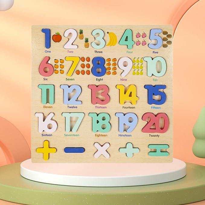 Wooden Numbers Learning Board with Math Signs – Early Counting & Math ...