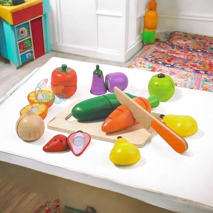 Wooden Premium Cutting Fruit Set Cutting Role - Playing - AS178 - Planet Junior