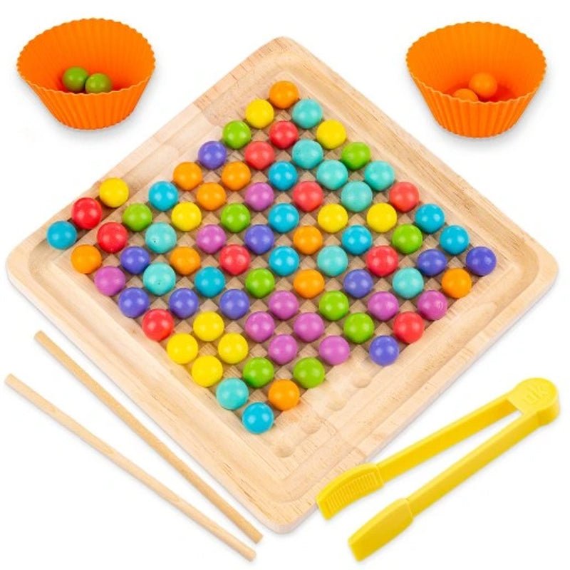 Wooden Puzzle Balls Beads Montessori Learning Colors Counting Game - Planet Junior