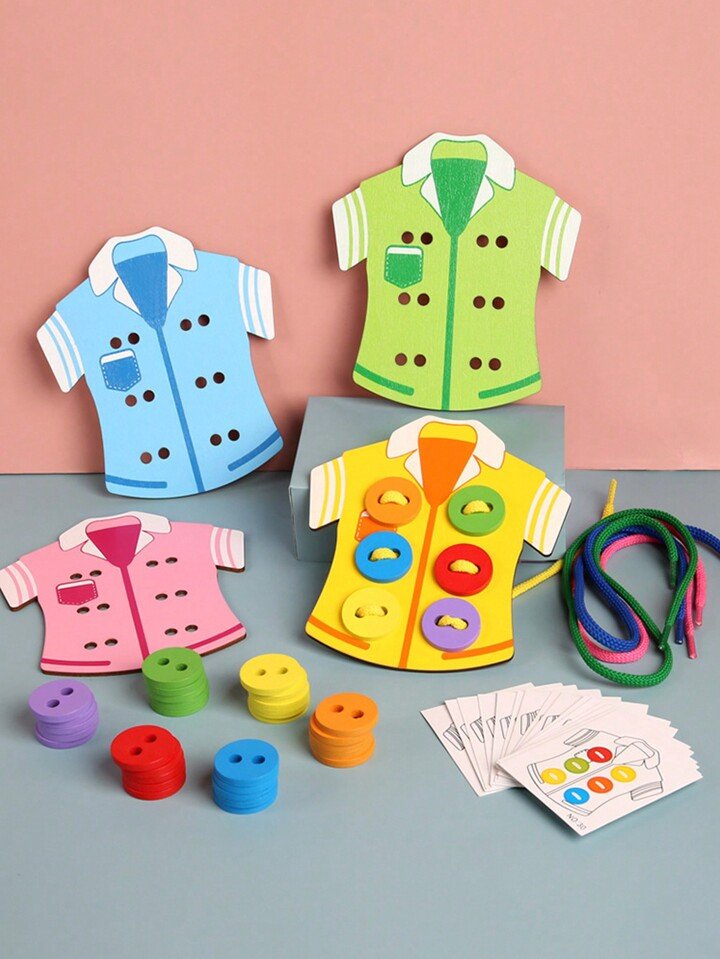 Wooden Sew - on Buttons Threading Lacing Clothes Board - BLL - ET - 2116Q - Planet Junior