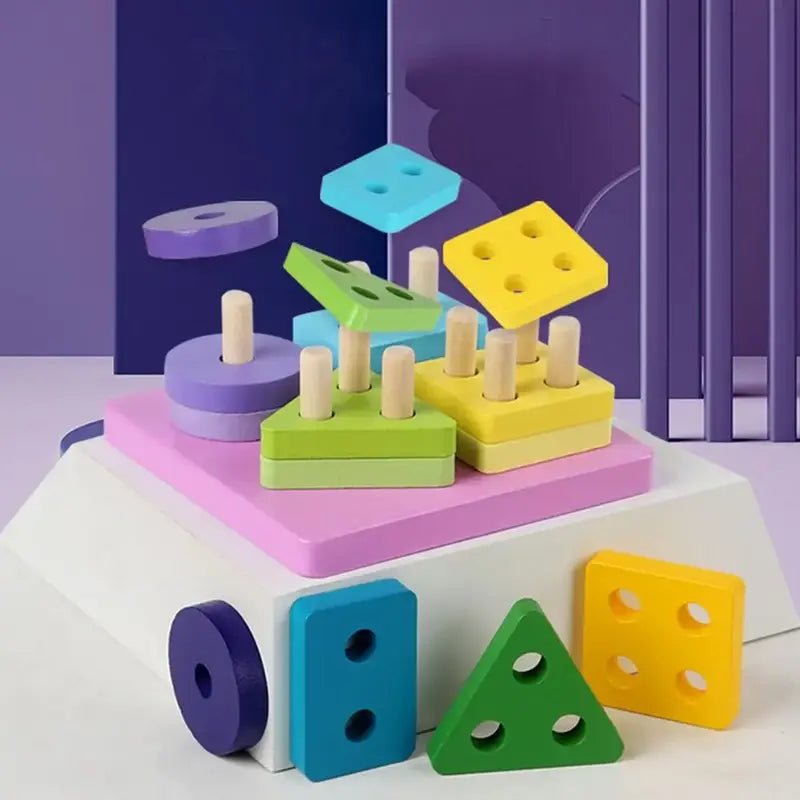 Wooden Shape Sorting Column Set - AS282 - Planet Junior