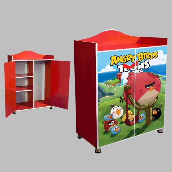 Wooden Storage Cupboard with Angry Bird Theme - BLL - WA - 190A - BIRDS - Planet Junior