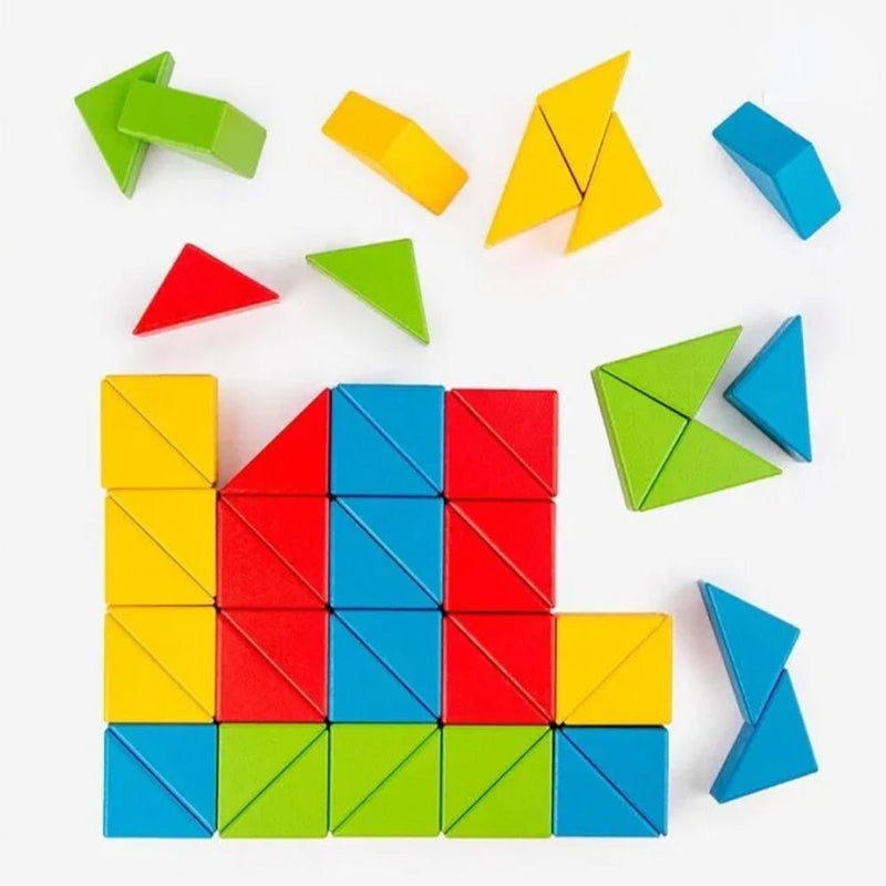 Wooden Triangle Building Blocks - BLL - BL - 2105G - Planet Junior