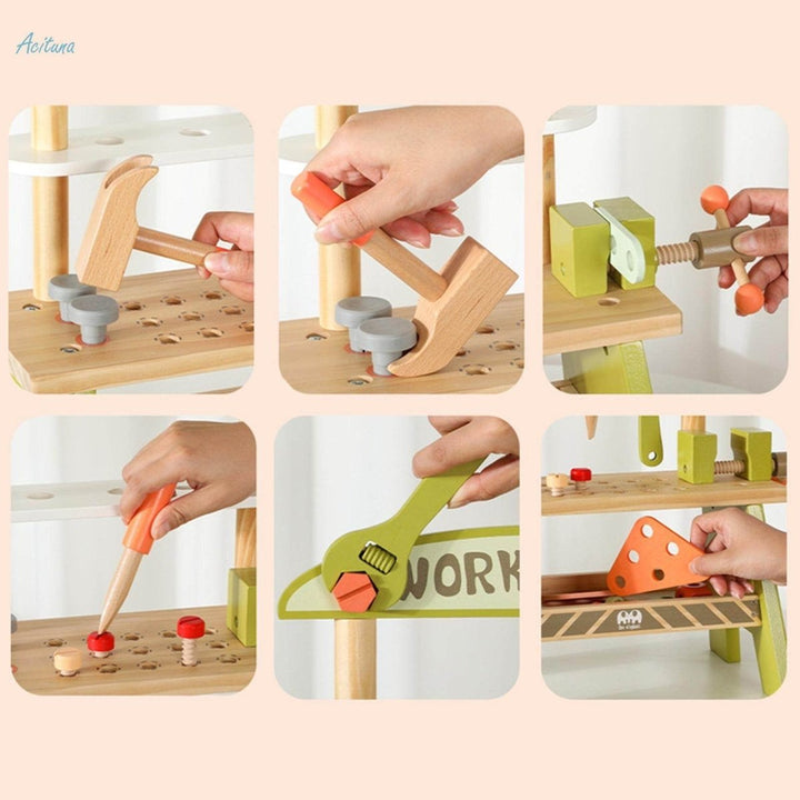 Wooden Workshop Tool Set for Kids Pretend Play - BLL - WET - 2490 - 7 - Planet Junior