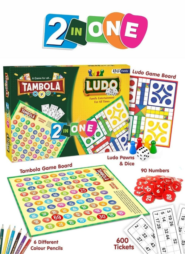 2-in-1 Tambola + Ludo Board Game for Family Fun - JBD3313 - Planet Junior