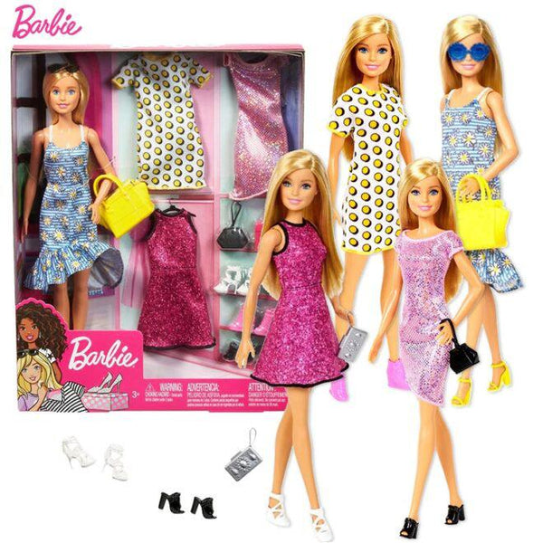 Barbie Doll with Clothes and Accessories for 4 Complete Outfits - GDJ40 - Planet Junior