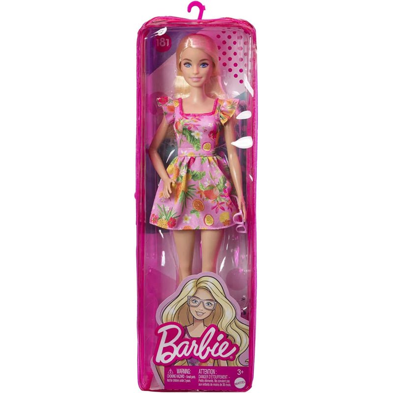 Barbie Fashionistas Doll - Blonde Hair Fruit Print Dress & Orange Heels - HBV15 - Planet Junior