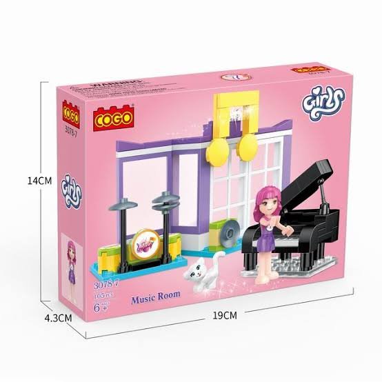 Cogo Girls Music Room Blocks Set - 107 Pcs - HFT3078 - Planet Junior