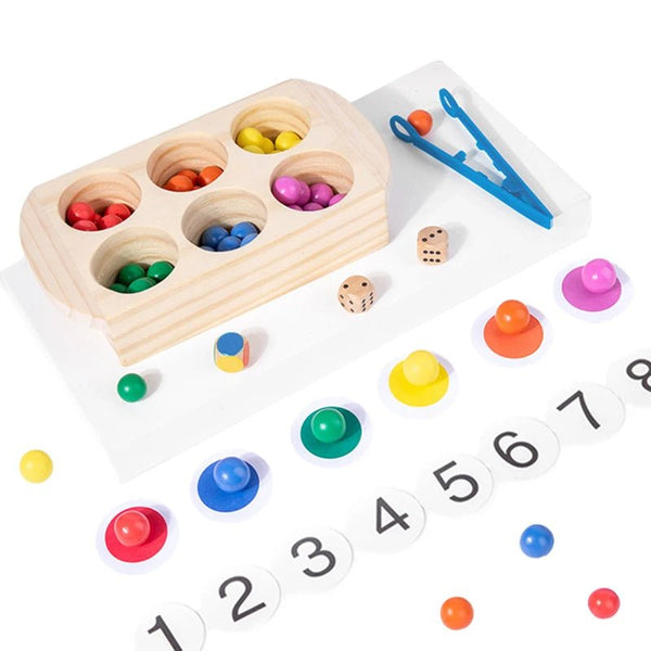 Color Classification Wooden Game with Tweezer & Numbers - RT003 - Planet Junior